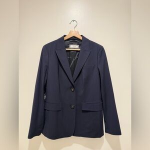 Peserico Single Breasted Blazer Navy Blue Midnight Made In Italy Size 46 Small